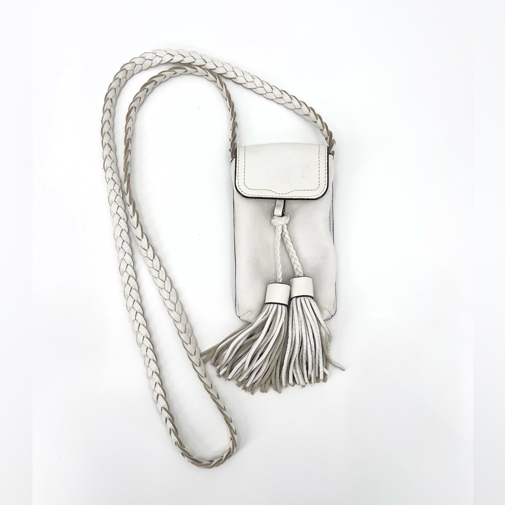 Isabel White Vegan Leather Braided Crossbody Bag Western Boho Spring Summer